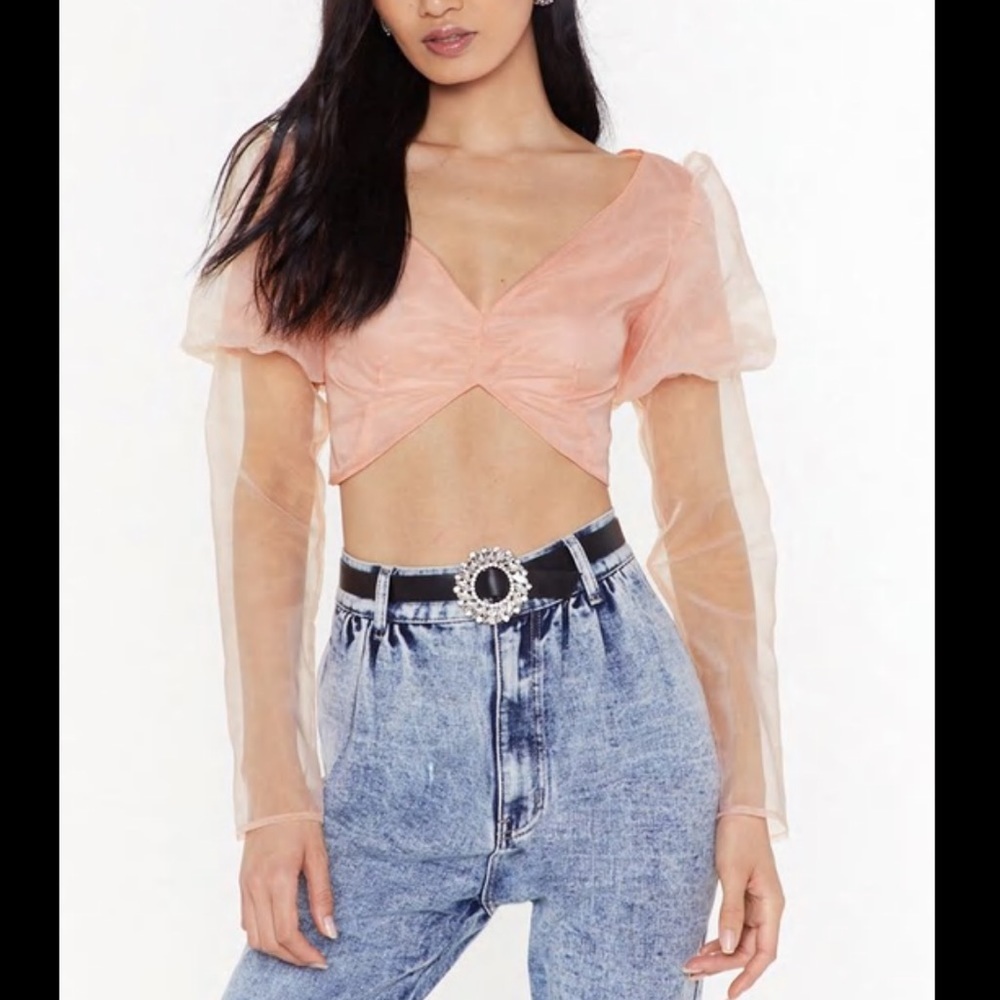 NASTY Gal Extreme Puff Sleeve Crop Top in Peach BNWT